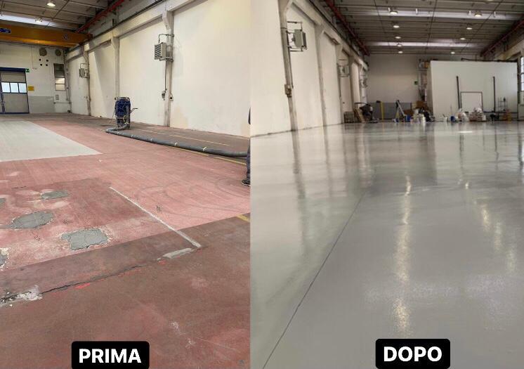 Prima e dopo di un cantiere in resina